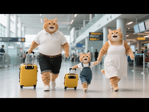 Ginger Kitten Family Goes on a Trip Together Before Papa Cat’s Long Work Journey 🐱✈️