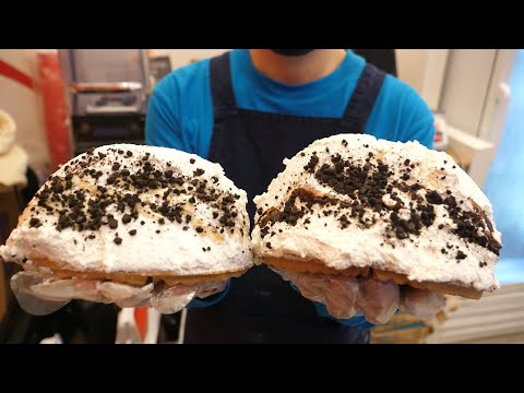Amazing Big Size Waffle! Soft Tofu Dough with Cream Cheese Milk Waffle - Korean Street Food