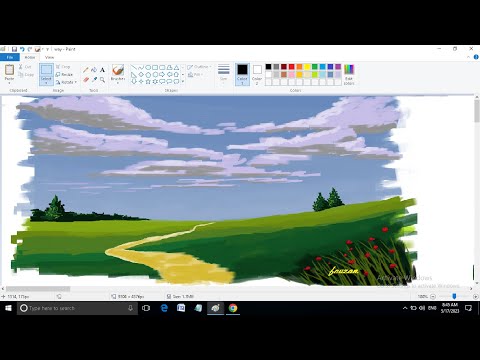 Beautiful landscape painting in Microsoft Paint / Timelapse