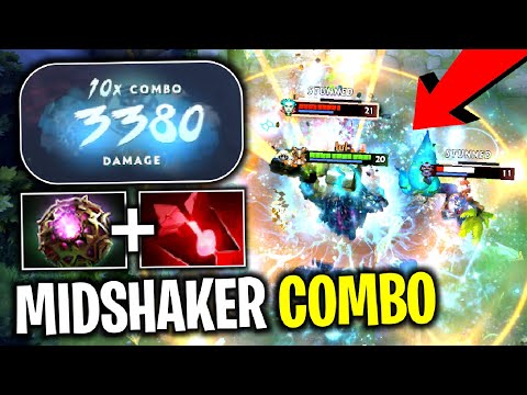 MIDSHAKER EPIC COMBO..!! 10x Combo 3380 Damage Carry Earth Shaker 19 Min Bloodstone 7.27 |D ota 2