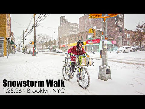 Snowstorm Walk in BROOKLYN NYC | Heavy Snow and 4 Miles of Walking through Brooklyn Streets | 4K