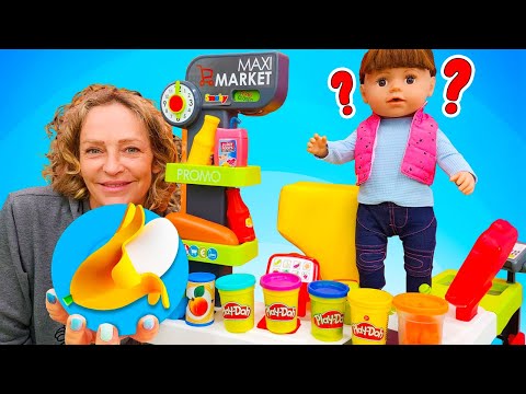 Play Doh Schule mit Nicole - Video für Kinder | Kinder Atelier. Obst und Gemüse aus Knete.