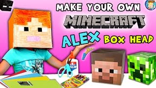 HOW-TO Make a MINECRAFT ALEX Box Head!  (FUNnel Vision DIY Cosplay Tutorial w/ Lexi) ✂