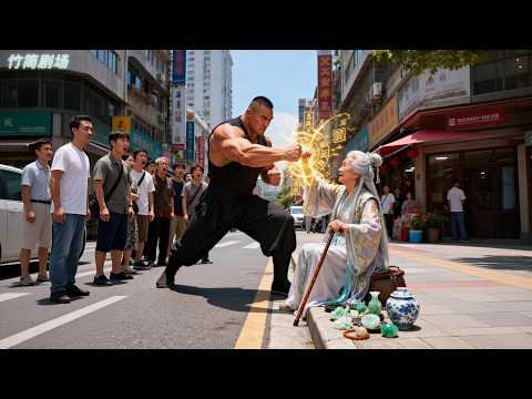 3米高保鑣挑釁百歲老奶奶，豈料下一秒竟被她輕飄飄一掌轟飛百米，當場口吐鮮血跪地求饒！所有人這才得知她真實身分直接嚇得跪地喊祖宗饒命！#无敌祖师下山