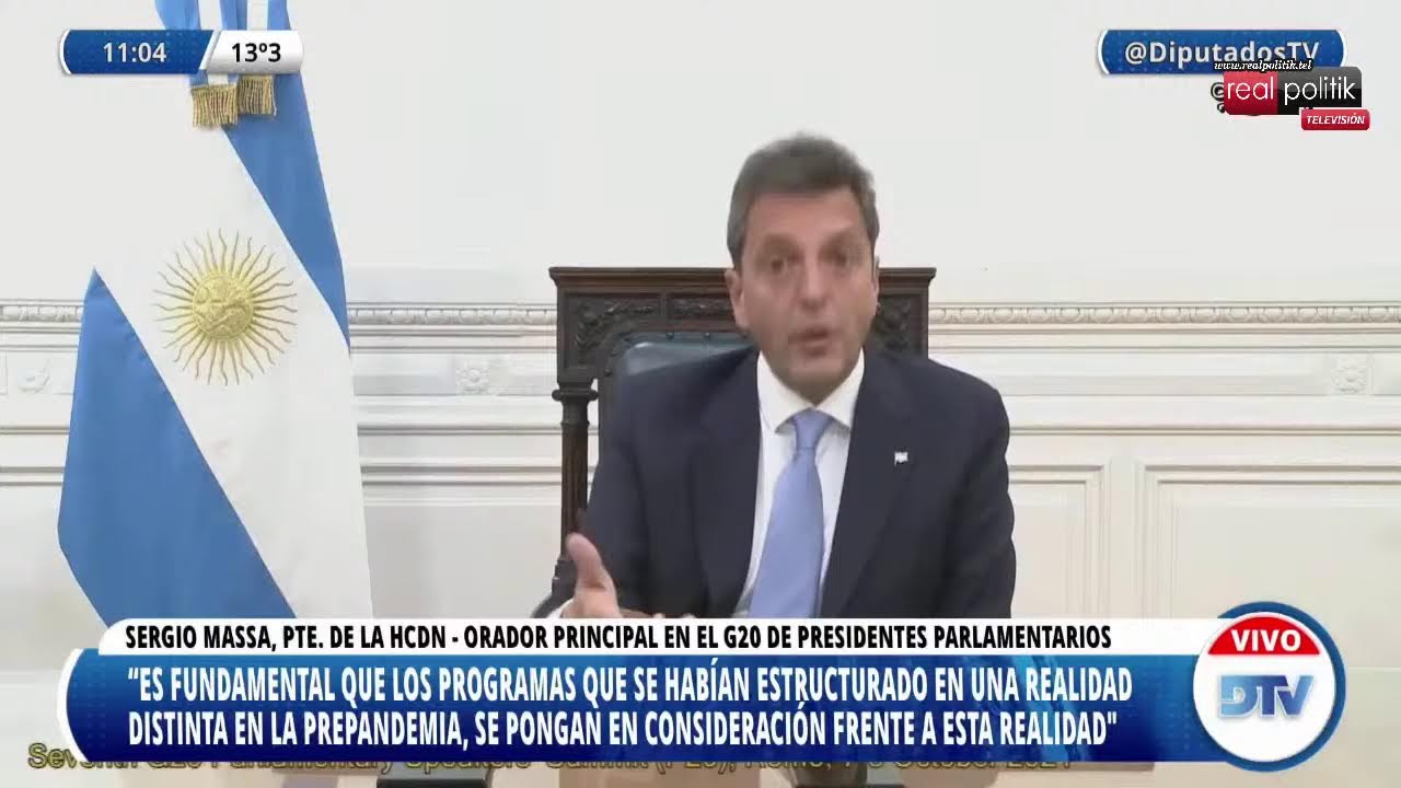 Sergio Massa expuso en la 7° Cumbre de Presidentes Parlamentarios del G20