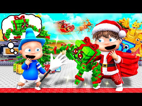 I Became SANTA to Upgrade my LITTLE BROTHER'S BASE In Steal a Brainrot!