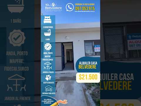 Video de YouTube - Casa en Alquiler de 3 dormitorios con Jardín y Garage en Nuevo París, Montevideo