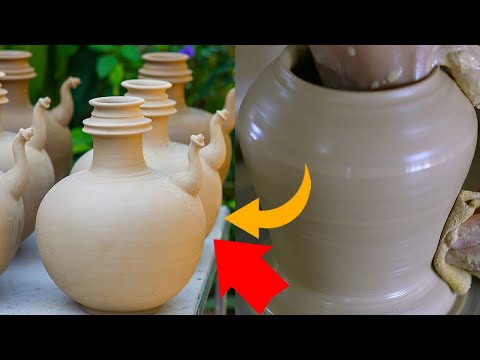 របៀបស្មូនពាងកណ្តាល || How to make pottery central jar ||​ Diy crafts sculpture clay