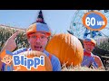 GIANT PUMPKINS At A THEME PARK Blippi Meekah Challenges And Games For Kids