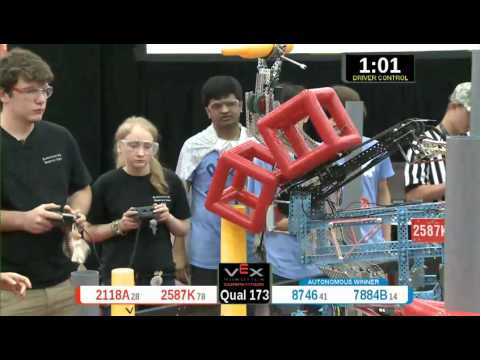 2015 VRC Math Q173 - 2118A 2587K vs 8746 7884B - 39 to 62 - VEX Worlds 2015 - Math Division