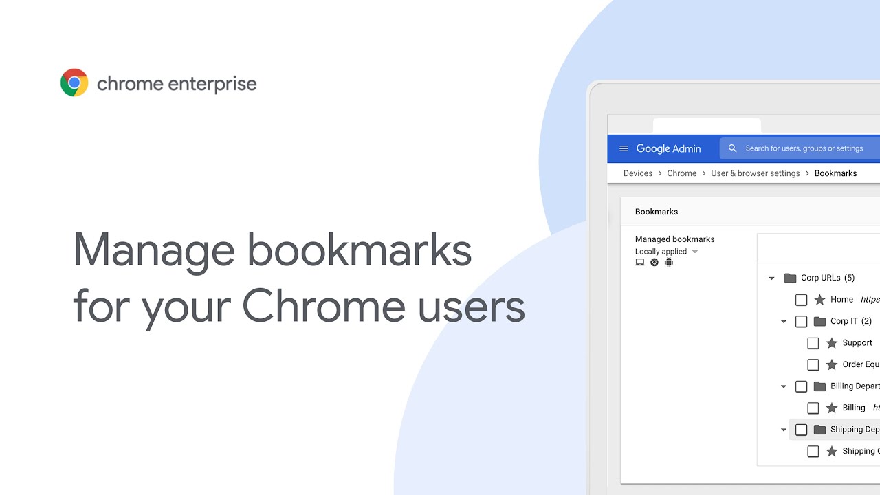 Bookmarks are a great way for users to have easy access to the apps and websites they need to be productive. Now IT teams can more efficiently set up bookmarks and folders, and move, modify or delete existing bookmarks in a scalable way across their organization. Learn how to set up managed bookmarks in this quick demo video. For more information on Chrome Browser Cloud Management