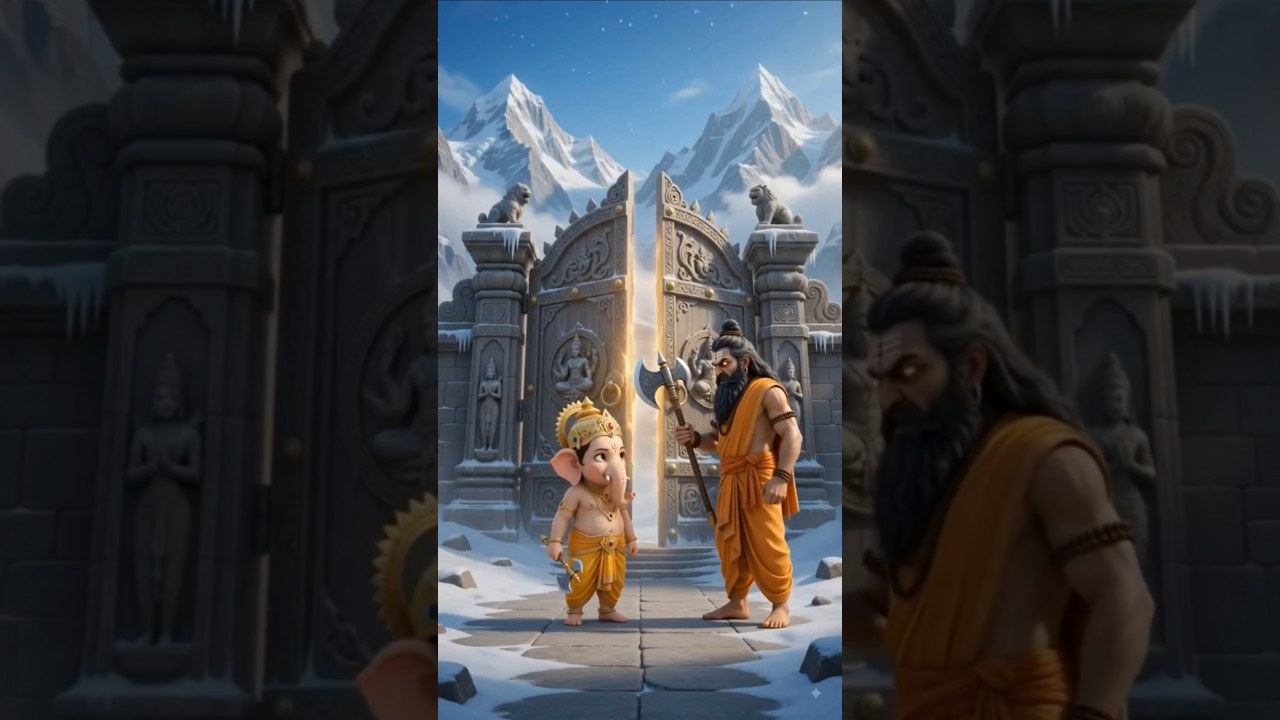 बाल गणेश और भगवान परशुराम #shorts #youtubeshorts #bhakti  #devotional  #mythology