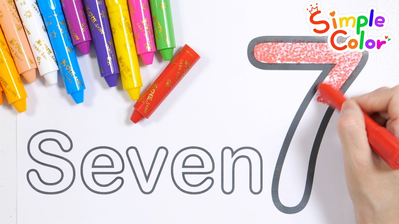 Write, color and learn number 7 for kids | Number Learning Video for Toddlers - Simple Color