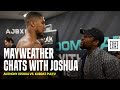 Floyd Mayweather Celebrates With Anthony Joshua After His KO Of Kubrat Pulev