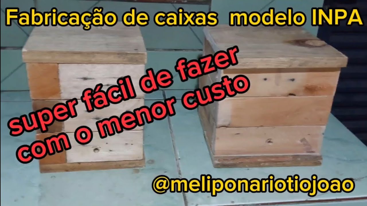 fabricação de caixas modelo INPA utilizado paletes (@meliponariotiojoao )