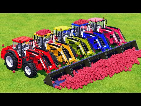 LOAD AND TRANSPORT RASPBERRY WITH JOHN DEERE TRACTORS - Farming Simulator 2022