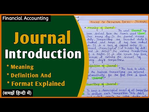What Is Journal | Meaning Definition Format And Functions In Hindi | Financial Accounting |