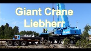preview picture of video 'Giant Crane Liebherr is preparing to work Nokia Finland 4.8.2014'