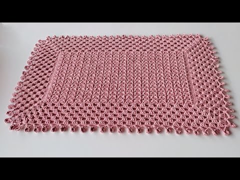 tapete retangular ponto trançado em crochê passo a passo