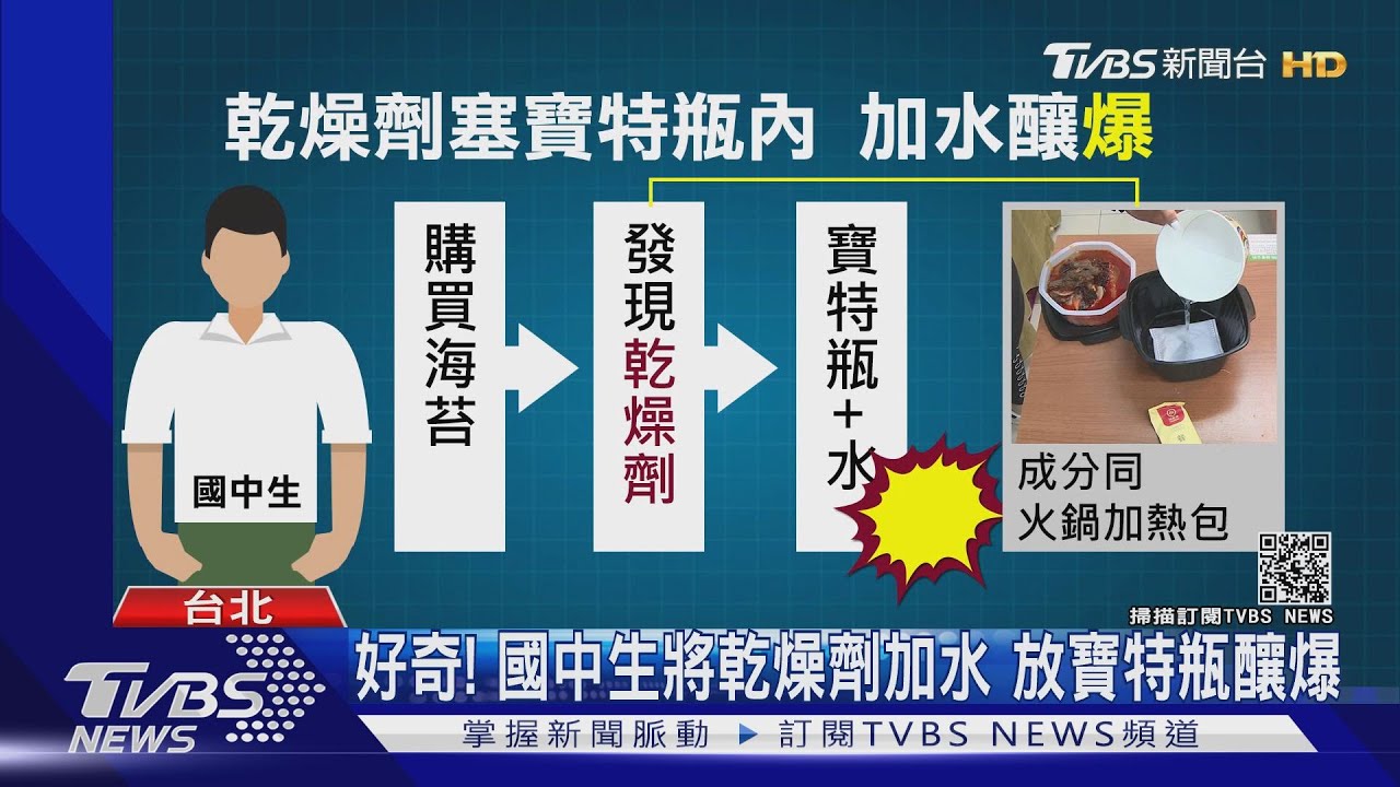 好奇!國中生將乾燥劑加水 放寶特瓶釀爆