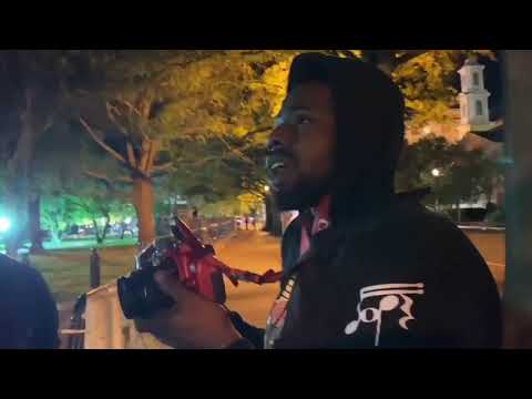 REFLECTION Rioters vandalise STATUE OF Tadeusz Kościuszko