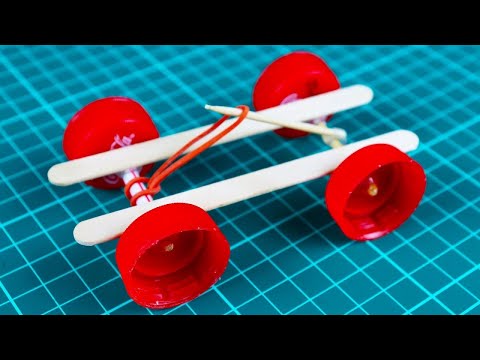 How To Make a Mini Rubber Band Car l SIMPLE CAR TOY