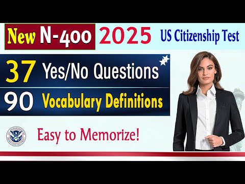 2025 Neu N400- 37 Ja/Nein Haben Sie jemals Fragen | Vollständiges Vokabular für das US-Staatsbürg...