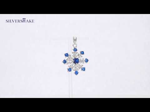 SILVERSHAKE Created Blue Sapphire 925 Sterling Silver Snowflake Pendant-PD0096885