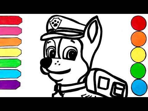Desenhando e Pintando Chase Patrulha Canina Glitter Art Vẽ và tô màu tuần tra Paw Раскраска