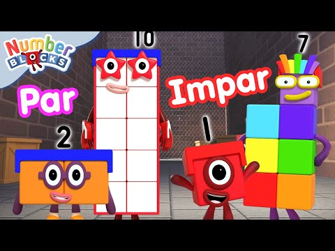 Aprenda números ímpares e pares | Aprenda a contar 123 | Numberblocks em Português Brasil