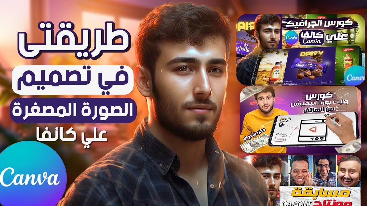 طريقتي في تصميم الصورة المصغرة علي كانفا | بخطوات بسيطه | كورس الجرافيك ديزاين علي canva | part 3