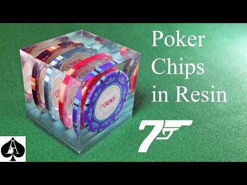 Casting James Bond Casino Royale Poker Chips in Resin Cube Paperweight