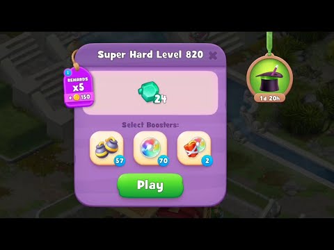 Gardenscapes Level 820 Walkthrough "No Boosters Used"