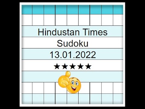 🔊🔴How to Solve Hindustan Times Sudoku 5 Star | Step by Step Solution | 13.01.2022 | Level  ★★★★★