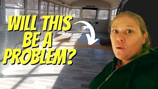 Bus build: Ep.3 Installing linoleum flooring, full-size school bus conversion #buslife