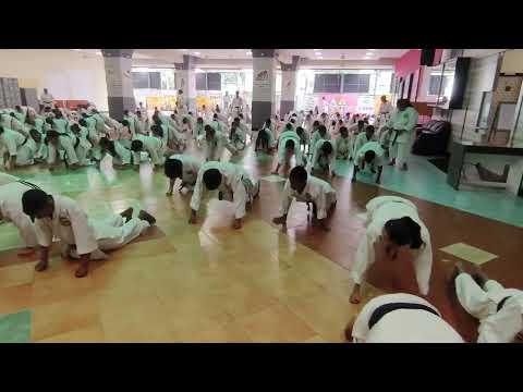 Asai-ryu karate, Karate body exercise, Core muscle strength - Dolphine hop by the BB participants