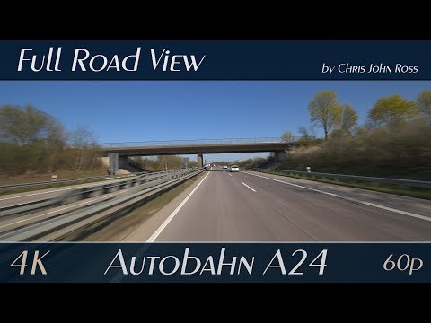 Autobahn (A24), Germany: RP Hahnenkoppel - Witzhave - Schwarzenbek/Grande - 4K (UHD/2160p/60p)