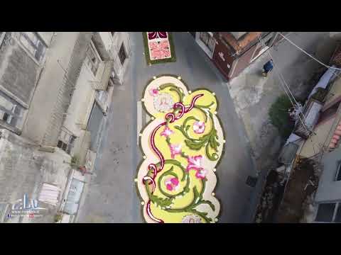 Una piccola anticipazione dell'Infiorata a San Pier Niceto (ME) ripresa dall'alto grazie a un drone