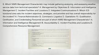 6. Which NIMS Management Characteristic may include gathering analyzing, and assessing weather servi