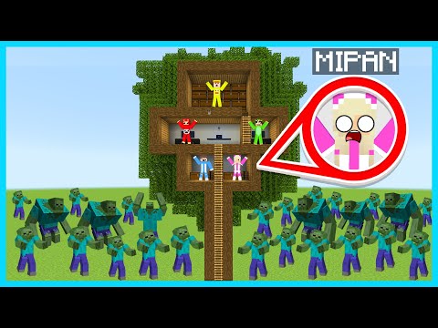 MIPAN & ZUZUZU BUAT RUMAH POHON YANG AMAN UNTUK MELAWAN KIAMAT ZOMBIE APOCALYPSE DI MINECRAFT!