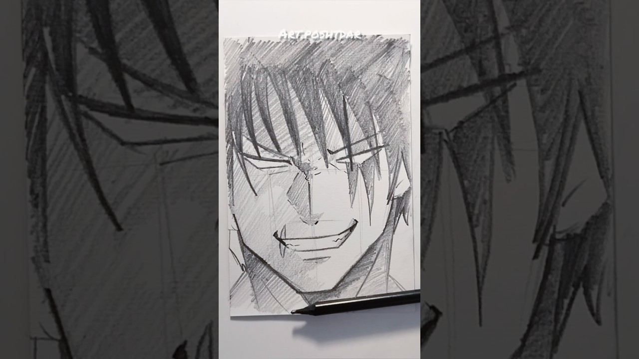 How to Draw Pencil HB Toji Fushiguro 👀 #呪術廻戦 #jujutsukaisen #toji #tojifushiguro #animeart #shorts