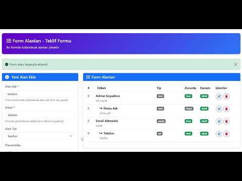 Cms Pro'da Dinamik form nasıl oluşturulur?