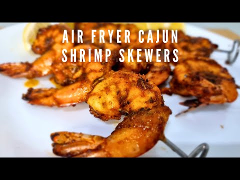 Air fryer Cajun Shrimp Skewers / Shrimp Skewers Recipe / Leney Kitchen