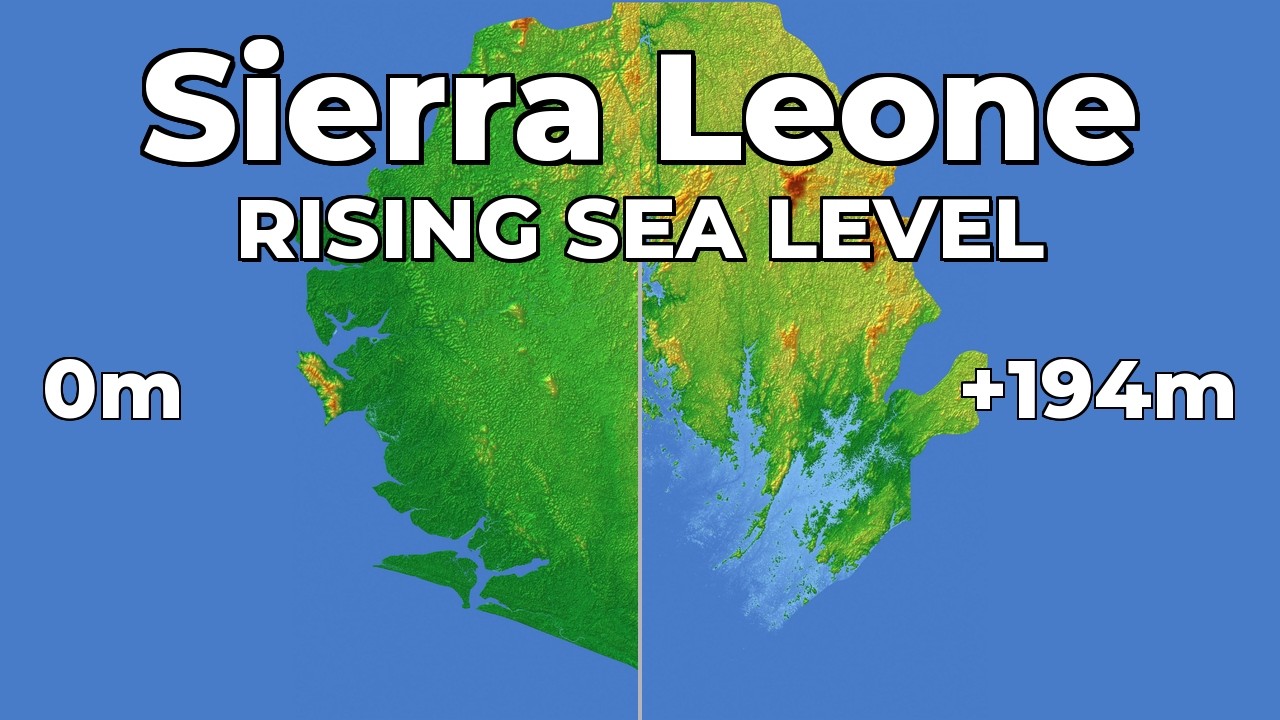 (4K) Rising Sea Level - Sierra Leone 🇸🇱 🌊 #geography #map #sealevelrise #sierraleone