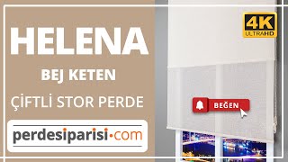 Helena Bej Keten Çiftli Stor Perde (4K) PerdeSiparisi.com
