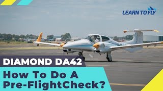 Learn How To Pre-Flight Check A Diamond DA42 Twin-Engine Aircraft! #PreFlightCheck #LearnToFly #DA42