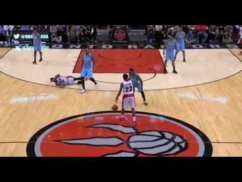 Amir Johnson flops on Darrell Arthur: Denver Nuggets at Toronto Raptors