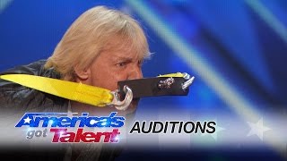 Dan Meyer: Sword Swallower Pulls Car With Only His Mouth - America's Got Talent 2016 Auditions thumbnail