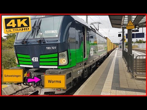【4K】 Führerstandsmitfahrt Schwetzingen HBF nach Worms HBF über  Mannheim,Ludwigshafen,Oggersheim