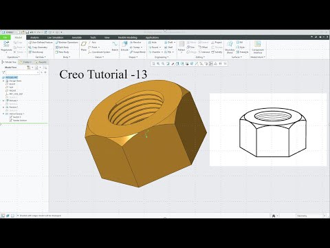 Creo parametric tutorials for beginners|creo|proE|tutorial-09 -Creating Nut Using Creo